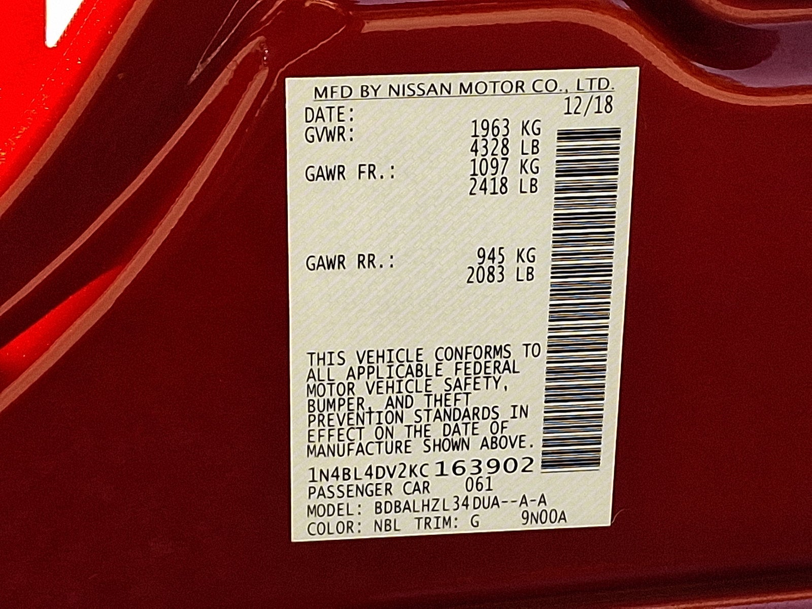 2019 Nissan Altima 2.5 SV