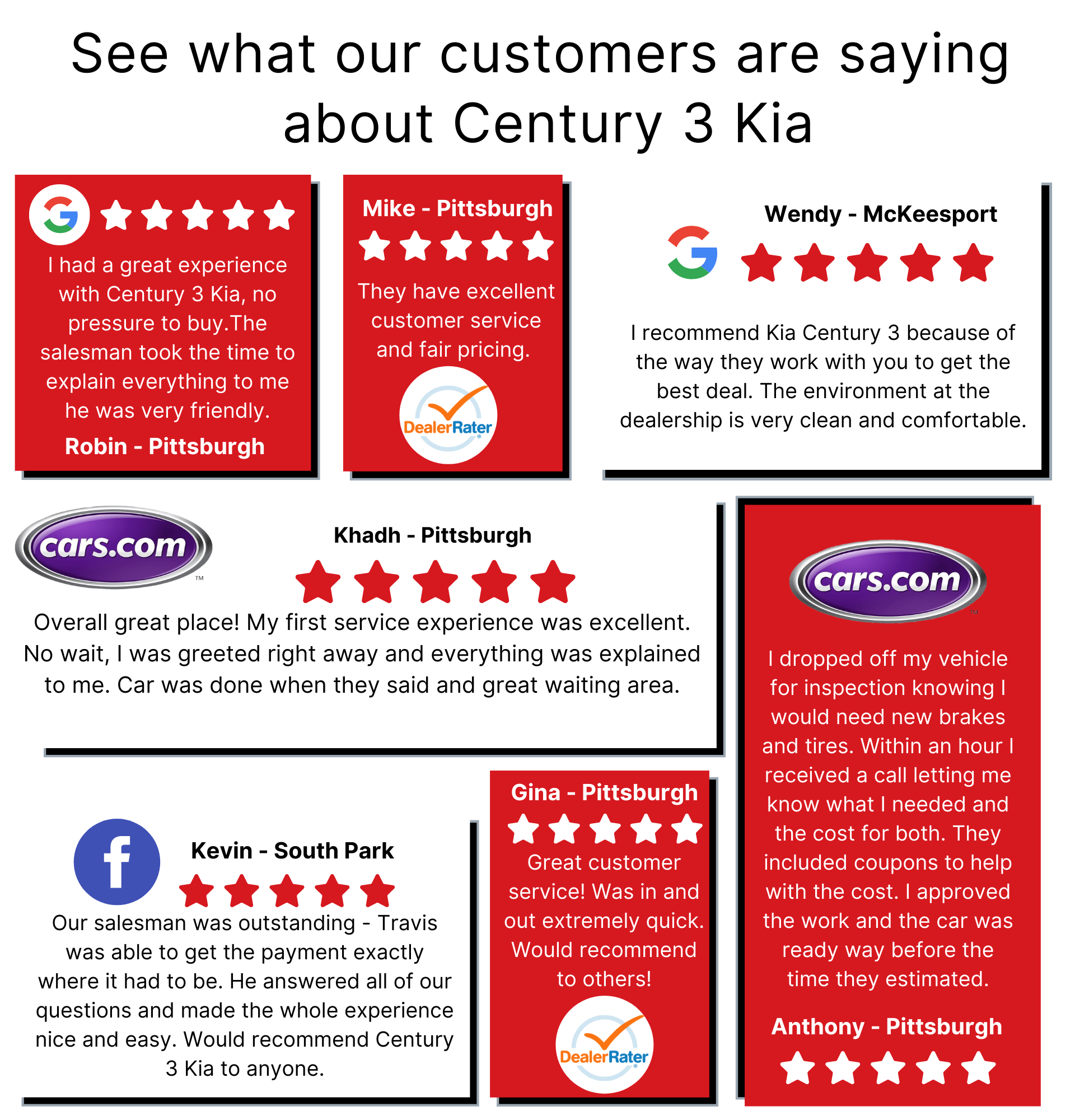 Testimonials about Legacy Kia of West Mifflin