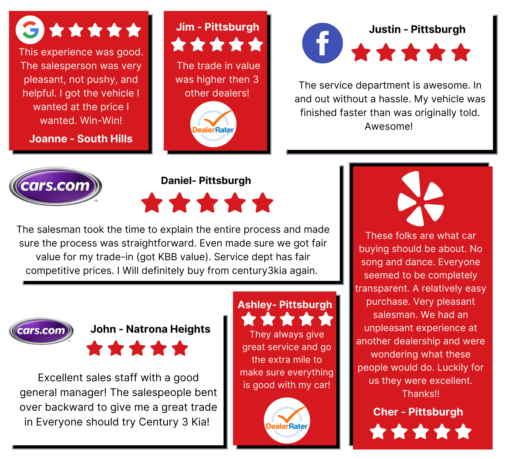 Testimonials about Legacy Kia of West Mifflin